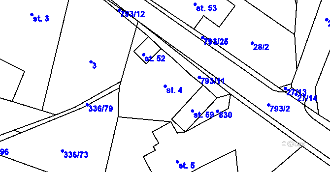 Parcela st. 4 v KÚ Habartice u Obytců, Katastrální mapa