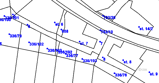 Parcela st. 7 v KÚ Habartice u Obytců, Katastrální mapa