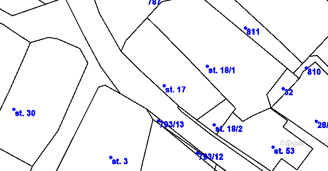 Parcela st. 17 v KÚ Habartice u Obytců, Katastrální mapa
