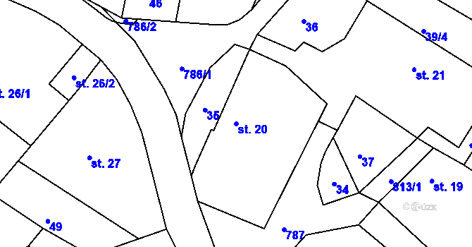Parcela st. 20 v KÚ Habartice u Obytců, Katastrální mapa