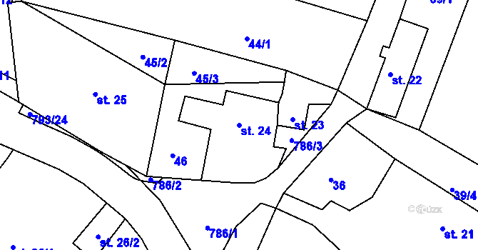 Parcela st. 24 v KÚ Habartice u Obytců, Katastrální mapa