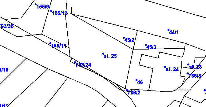 Parcela st. 25 v KÚ Habartice u Obytců, Katastrální mapa