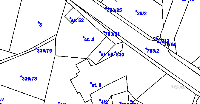 Parcela st. 59 v KÚ Habartice u Obytců, Katastrální mapa