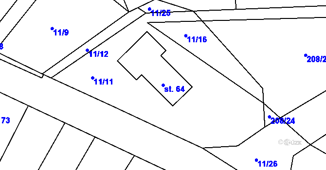 Parcela st. 64 v KÚ Habartice u Obytců, Katastrální mapa