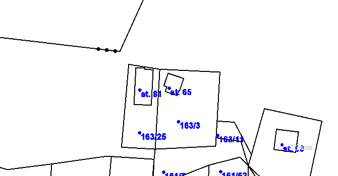 Parcela st. 65 v KÚ Habartice u Obytců, Katastrální mapa