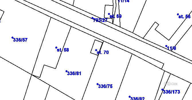 Parcela st. 70 v KÚ Habartice u Obytců, Katastrální mapa