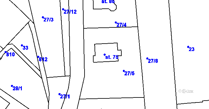 Parcela st. 75 v KÚ Habartice u Obytců, Katastrální mapa