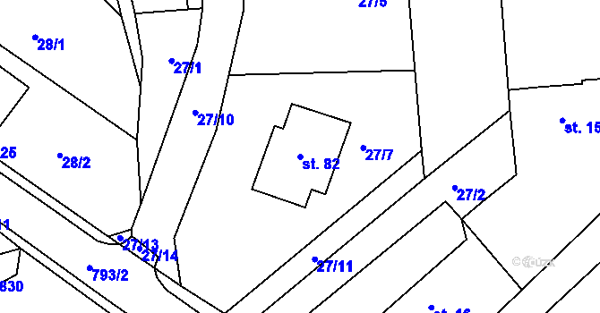 Parcela st. 82 v KÚ Habartice u Obytců, Katastrální mapa