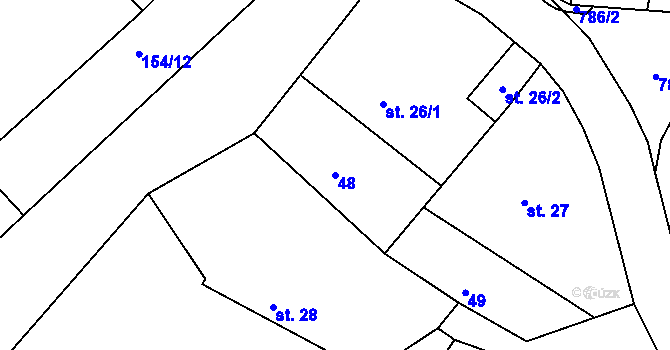 Parcela st. 48 v KÚ Habartice u Obytců, Katastrální mapa