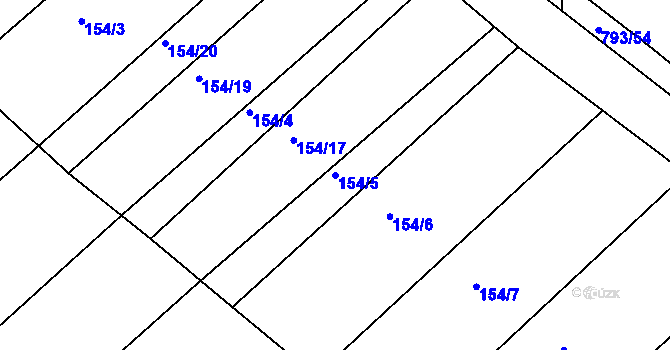 Parcela st. 154/5 v KÚ Habartice u Obytců, Katastrální mapa