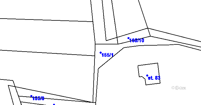 Parcela st. 155/1 v KÚ Habartice u Obytců, Katastrální mapa