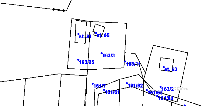 Parcela st. 163/3 v KÚ Habartice u Obytců, Katastrální mapa