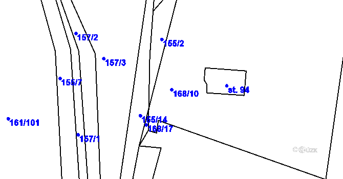 Parcela st. 168/10 v KÚ Habartice u Obytců, Katastrální mapa