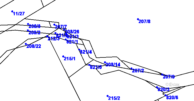 Parcela st. 207/1 v KÚ Habartice u Obytců, Katastrální mapa