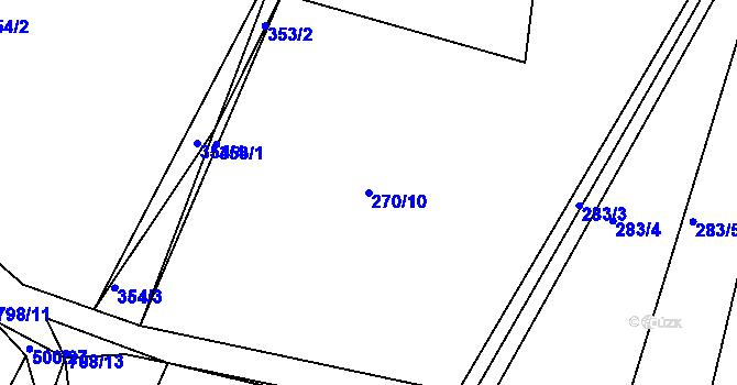 Parcela st. 270/10 v KÚ Habartice u Obytců, Katastrální mapa