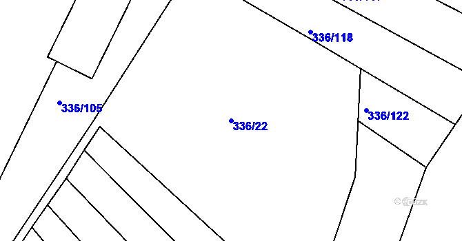 Parcela st. 336/22 v KÚ Habartice u Obytců, Katastrální mapa
