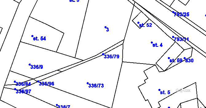 Parcela st. 336/79 v KÚ Habartice u Obytců, Katastrální mapa