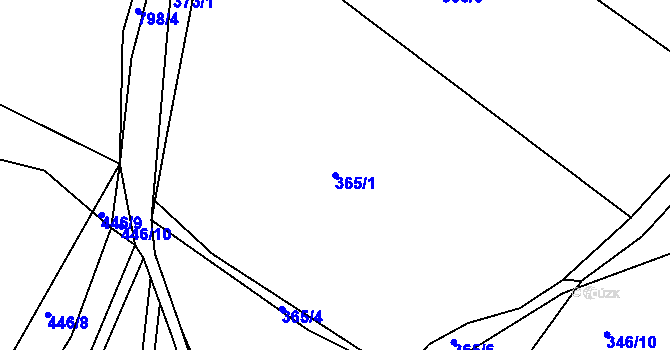 Parcela st. 365/1 v KÚ Habartice u Obytců, Katastrální mapa