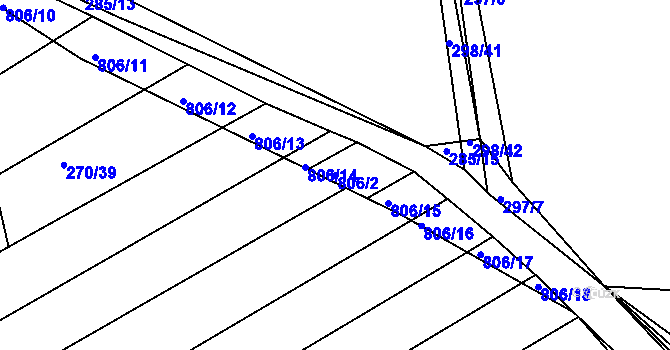 Parcela st. 806/2 v KÚ Habartice u Obytců, Katastrální mapa
