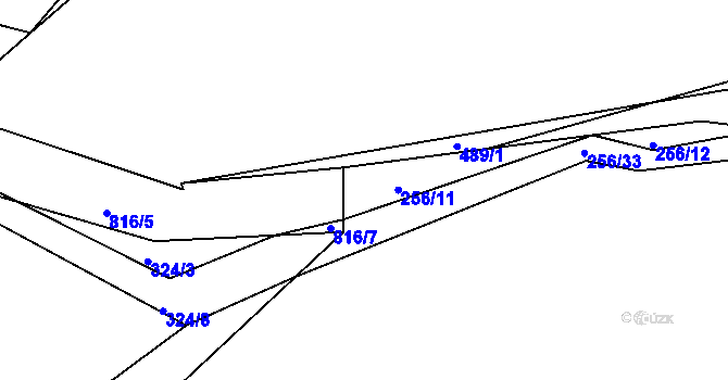 Parcela st. 256/10 v KÚ Habartice u Obytců, Katastrální mapa