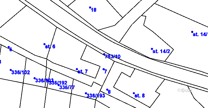 Parcela st. 793/10 v KÚ Habartice u Obytců, Katastrální mapa