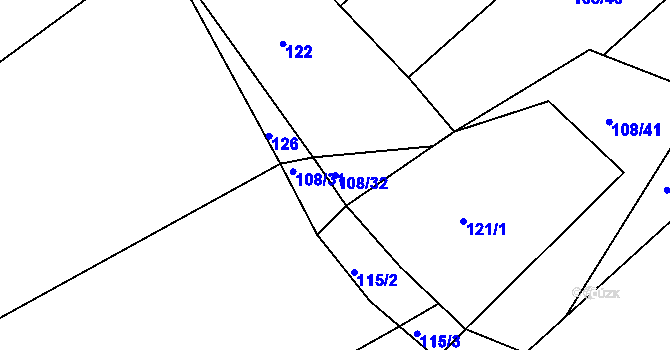 Parcela st. 108/32 v KÚ Habartice u Obytců, Katastrální mapa