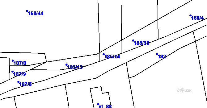 Parcela st. 185/14 v KÚ Habartice u Obytců, Katastrální mapa