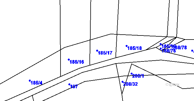 Parcela st. 185/17 v KÚ Habartice u Obytců, Katastrální mapa