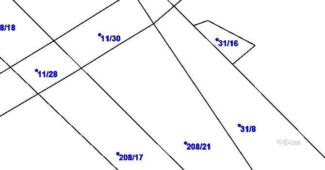 Parcela st. 208/37 v KÚ Habartice u Obytců, Katastrální mapa