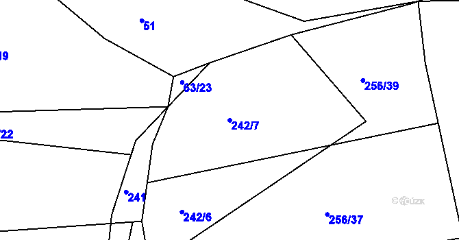 Parcela st. 242/7 v KÚ Habartice u Obytců, Katastrální mapa