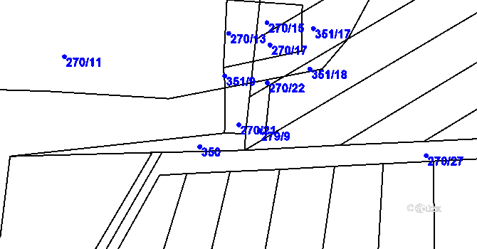 Parcela st. 270/21 v KÚ Habartice u Obytců, Katastrální mapa