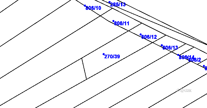 Parcela st. 270/39 v KÚ Habartice u Obytců, Katastrální mapa