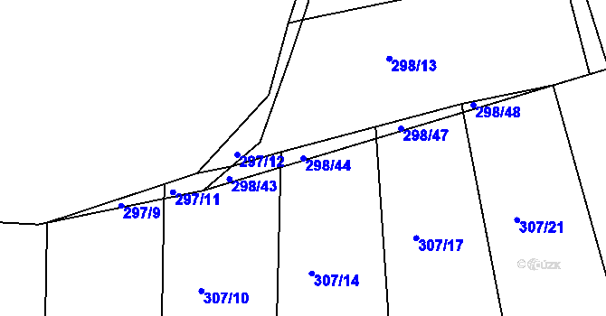 Parcela st. 298/44 v KÚ Habartice u Obytců, Katastrální mapa
