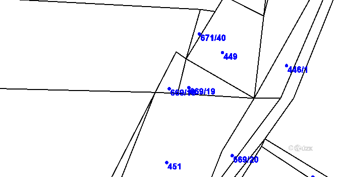 Parcela st. 669/18 v KÚ Habartice u Obytců, Katastrální mapa