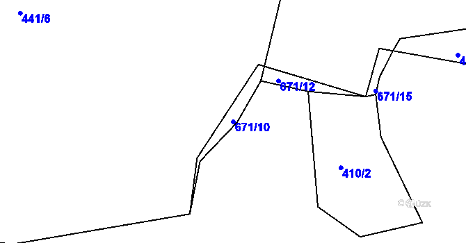 Parcela st. 671/10 v KÚ Habartice u Obytců, Katastrální mapa