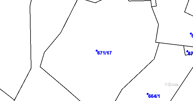 Parcela st. 671/17 v KÚ Habartice u Obytců, Katastrální mapa