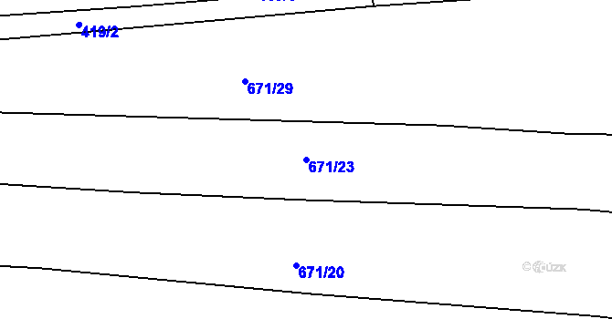 Parcela st. 671/23 v KÚ Habartice u Obytců, Katastrální mapa