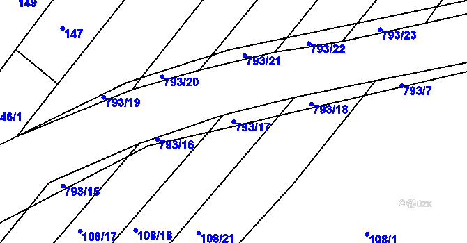 Parcela st. 793/17 v KÚ Habartice u Obytců, Katastrální mapa