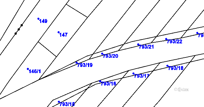 Parcela st. 793/20 v KÚ Habartice u Obytců, Katastrální mapa