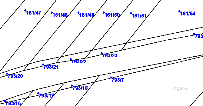 Parcela st. 793/23 v KÚ Habartice u Obytců, Katastrální mapa