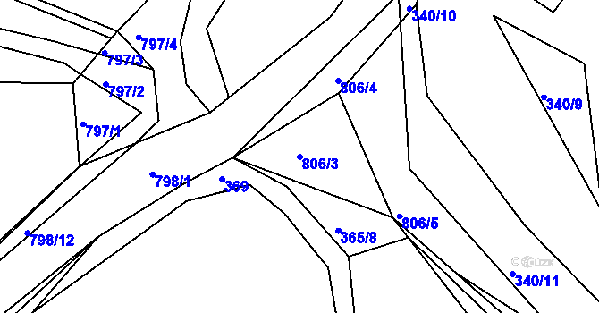 Parcela st. 806/3 v KÚ Habartice u Obytců, Katastrální mapa