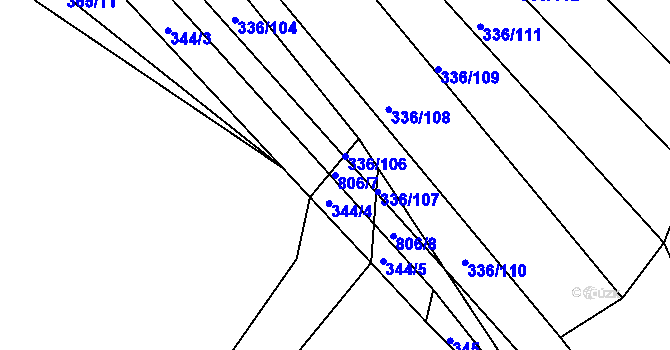 Parcela st. 806/7 v KÚ Habartice u Obytců, Katastrální mapa