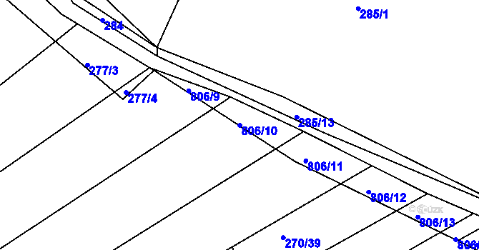 Parcela st. 806/10 v KÚ Habartice u Obytců, Katastrální mapa