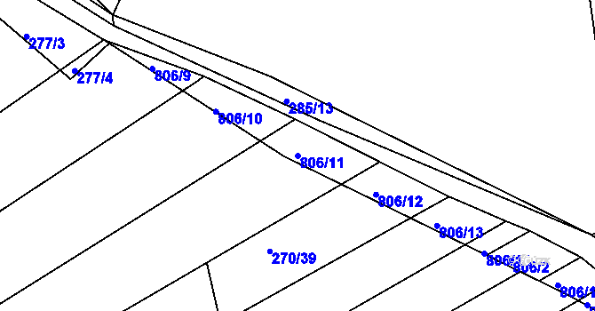 Parcela st. 806/11 v KÚ Habartice u Obytců, Katastrální mapa