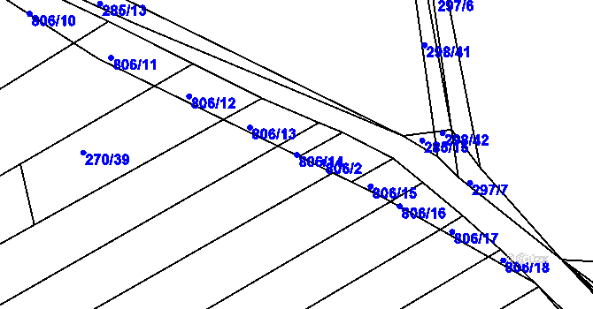 Parcela st. 806/14 v KÚ Habartice u Obytců, Katastrální mapa