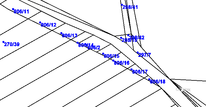 Parcela st. 806/15 v KÚ Habartice u Obytců, Katastrální mapa