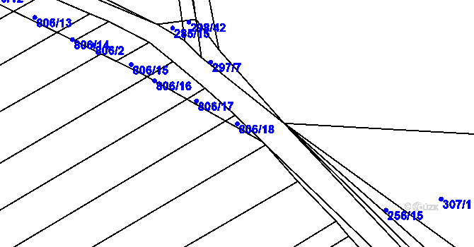 Parcela st. 806/18 v KÚ Habartice u Obytců, Katastrální mapa