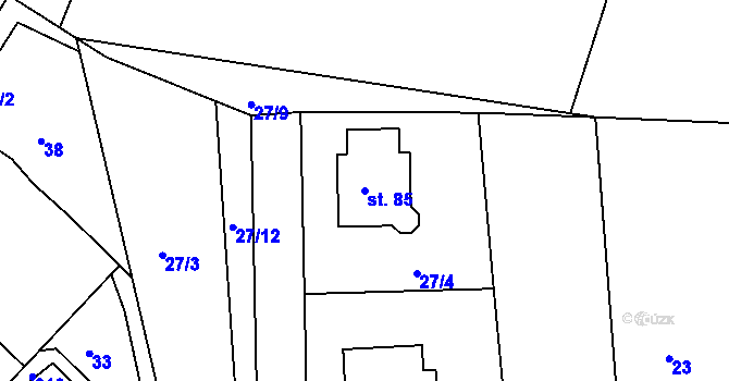 Parcela st. 85 v KÚ Habartice u Obytců, Katastrální mapa