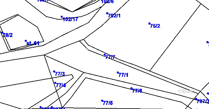 Parcela st. 77/7 v KÚ Habartice u Obytců, Katastrální mapa
