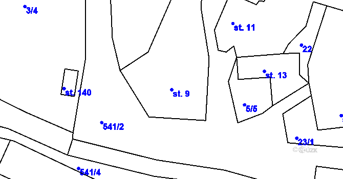 Parcela st. 9 v KÚ Obytce, Katastrální mapa